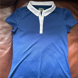 Lilly Pulitzer Blue and White Fitted Golf Polo Shirt